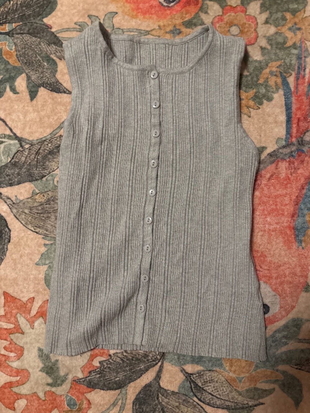 Gray Ribbed Sweater Tank Top